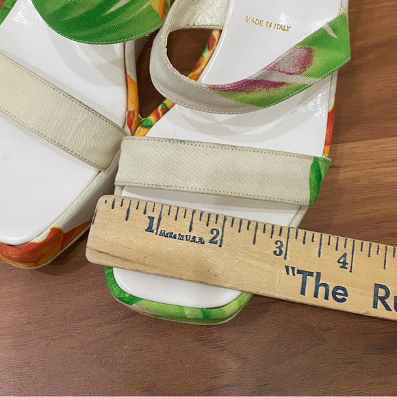 ESCADA White Floral Tropical Beach Wedge Sandals Size 35 1/2 (6-6.5) - Picture 9 of 16